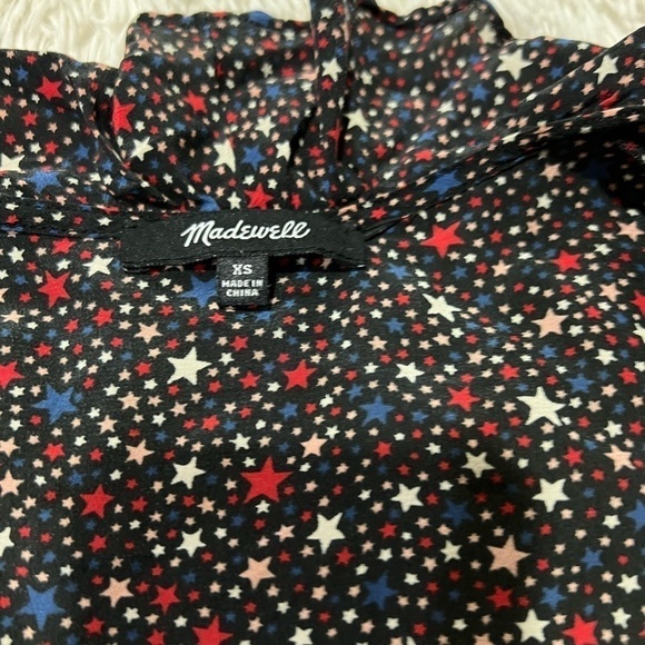 Madewell Silk Ruffle-Hem Wrap Top in Starry Night - size XS - Picture 3 of 9